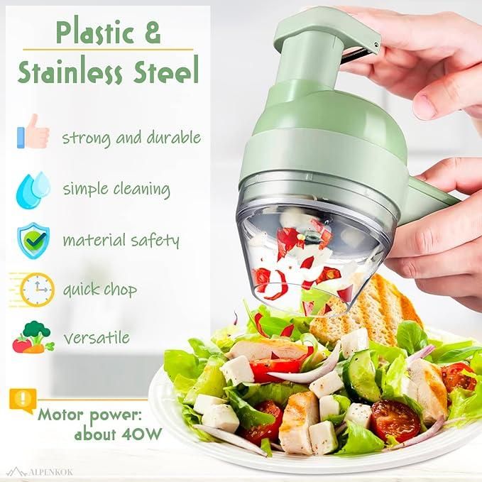 Portable Electric Vegetable Cutter Set – 4 Functions in One