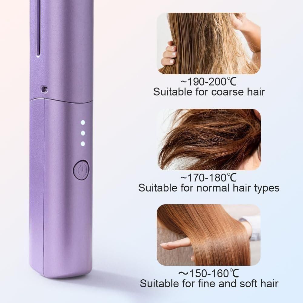Meneflix Portable Mini Hair Straightener (Cordless, Rechargeable Hot Comb)