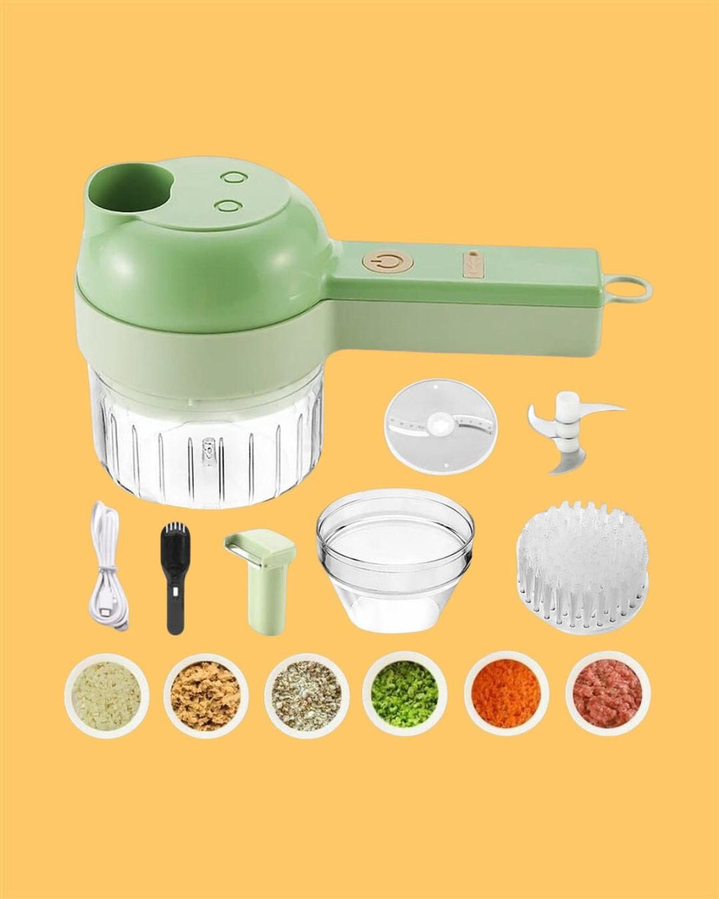 Portable Electric Vegetable Cutter Set – 4 Functions in One