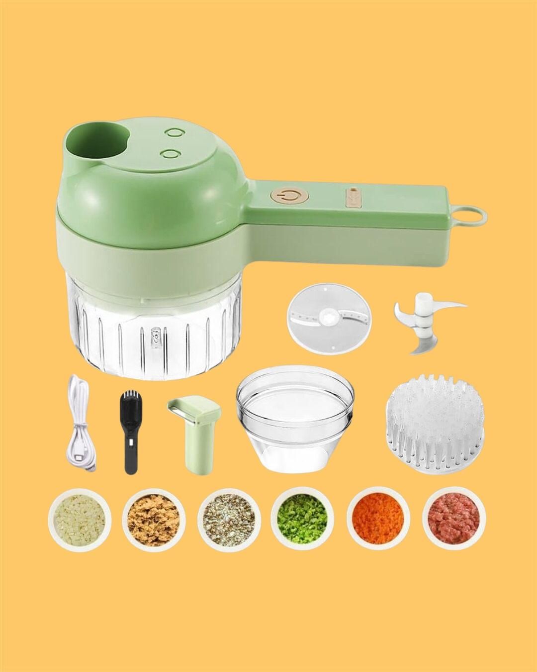 Portable Electric Vegetable Cutter Set – 4 Functions in One