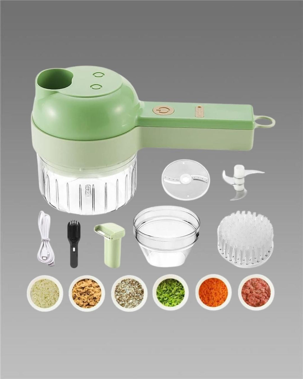 Portable Electric Vegetable Cutter Set – 4 Functions in One