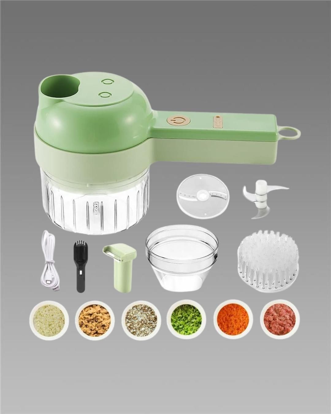 Portable Electric Vegetable Cutter Set – 4 Functions in One