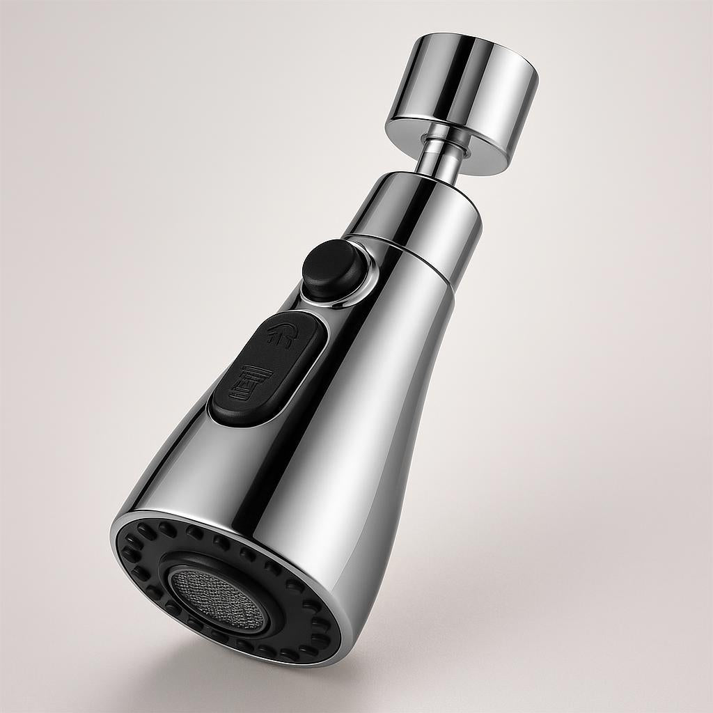 Detailed shot highlighting the polished chrome finish and durable materials of the faucet, emphasizing its water-efficient design and modern aesthetic.